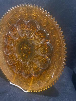 TIARA GLASS DEVILED EGG & SECTIONED PLATTERS WITH SERVING BOWLS