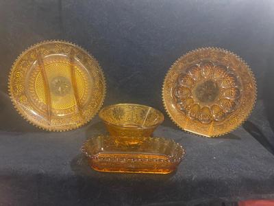 TIARA GLASS DEVILED EGG & SECTIONED PLATTERS WITH SERVING BOWLS