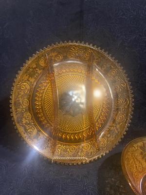 TIARA GLASS DEVILED EGG & SECTIONED PLATTERS WITH SERVING BOWLS