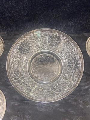 NIB INDIANA CLEAR EMBOSSED TIARA GLASS SALAD BOWL WITH 4 SERVING BOWLS