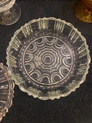 TIARA GLASS SORBET CUPS AND COVERED CANDY DISH