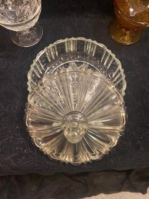 TIARA GLASS SORBET CUPS AND COVERED CANDY DISH