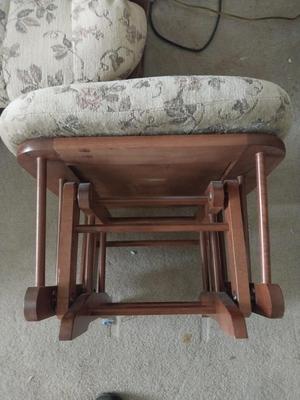 Wooden Glider with Ottoman and Cushions