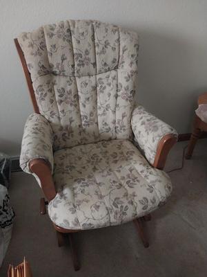 Wooden Glider with Ottoman and Cushions