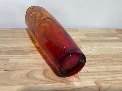 Tall multicolor orange/pink Crackle Glass Vase