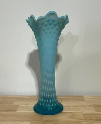 Northwood Opalescent Ice Blue Sapphire Fluted Vase