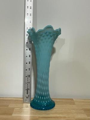 Northwood Opalescent Ice Blue Sapphire Fluted Vase