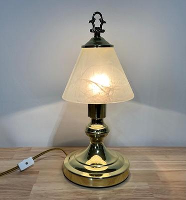 Brass base with glass shade table lamp