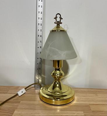 Brass base with glass shade table lamp