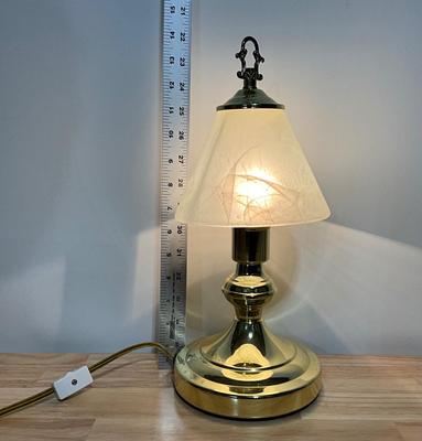 Brass base with glass shade table lamp