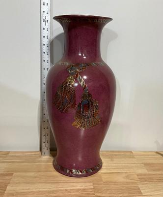 Burgundy Hand Painted Vase 17”