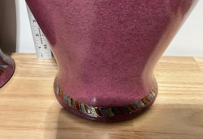 Burgandy Hand Painted Vase 17”