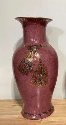 Burgandy Hand Painted Vase 17”