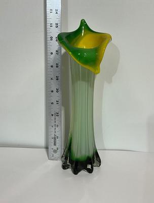 Murano Style Calla Lily Flower Glass Vase 11”