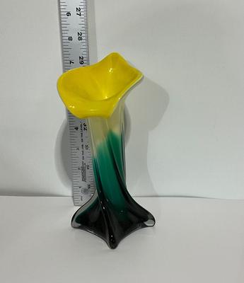 Murano Style Calla Lily Flower Glass Bud Vase 7”
