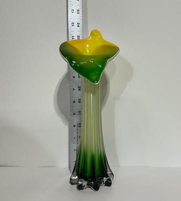Murano Style Calla Lily Flower Glass Vase 11”