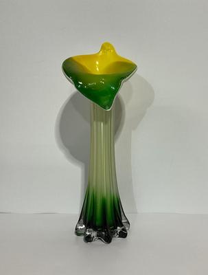 Murano Style Calla Lily Flower Glass Vase 11”