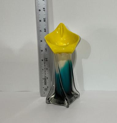 Murano Style Calla Lily Flower Glass Bud Vase 7”