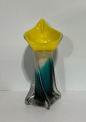 Murano Style Calla Lily Flower Glass Bud Vase 7”