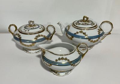 Rare Vintage Mikado Extra Japan Hand Painted Heavy Raised Gold serving set,