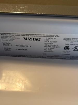 Maytag French door 25 cu ft