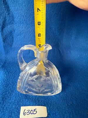 Etched glass small pitcher