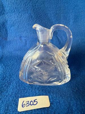 Etched glass small pitcher