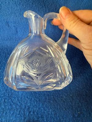 Etched glass small pitcher
