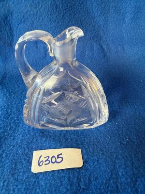 Etched glass small pitcher