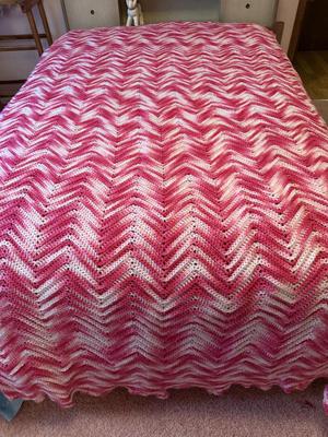 Pink & white afghan