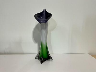 Murano Style Calla Lilly Flower Glass Vase 11”