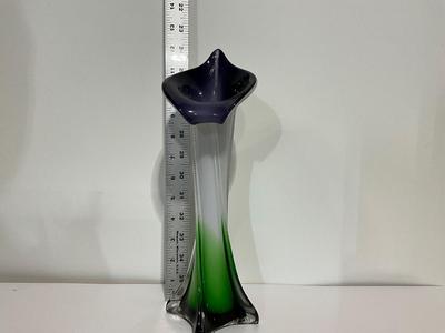 Murano Style Calla Lilly Flower Glass Vase 11”