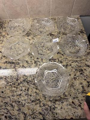 Set of 7-Indiana Tiara clear glass tray