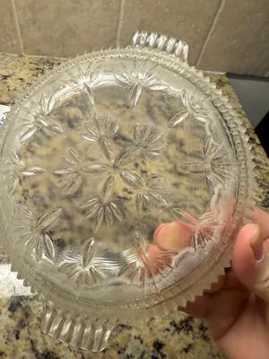 Crystal cut starburst candy dish