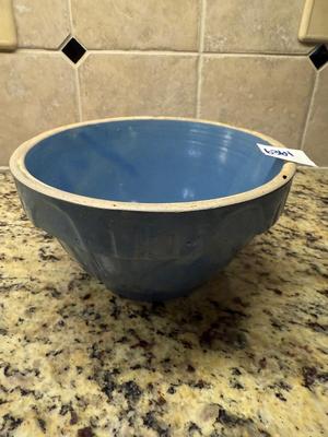 Blue stoneware mixing bowl