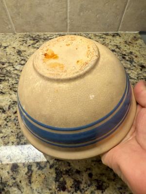 Blue striped stoneware bowl