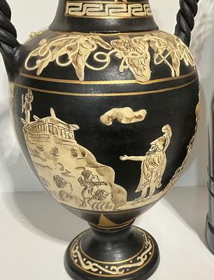 Decorative Hand Painted Vase made in Greece, w/2 Liter Beer Growler