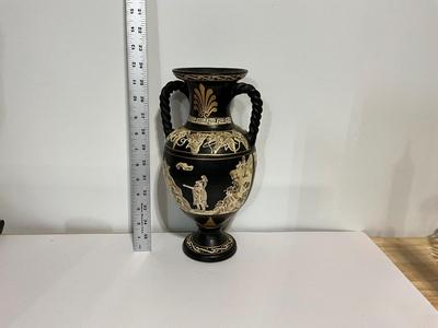 Decorative Hand Painted Vase made in Greece, w/2 Liter Beer Growler