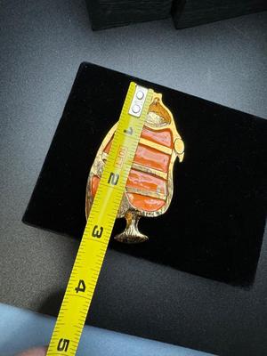 Vintage Fish Brooch / Pin Enamel & Rhinestones - Signed