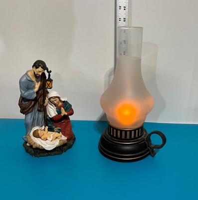Hurricane Lamps, battery operated with Jesus decor