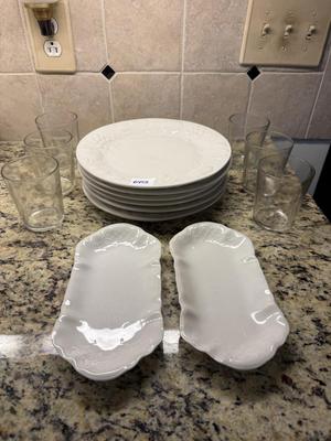 6 Gibson dinner plates,6 glasses