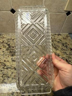 Oblong glass serving tray