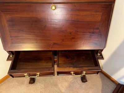 PETITE SECRETARY DESK W/DROP DOWN FRONT AND STUNNING INTERIOR