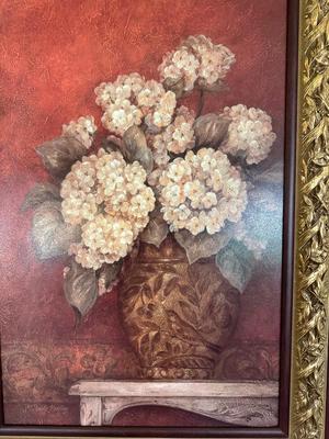 2 FLORAL PRINTS BY PAMELA GLADDING IN GORGEOUS DETAILED GOLD FRAMES