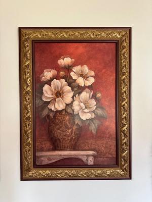 2 FLORAL PRINTS BY PAMELA GLADDING IN GORGEOUS DETAILED GOLD FRAMES
