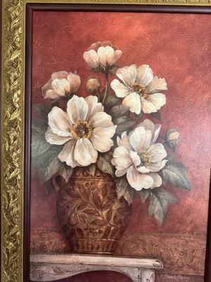 2 FLORAL PRINTS BY PAMELA GLADDING IN GORGEOUS DETAILED GOLD FRAMES