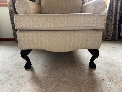 UPHOLSTERED LOUNGE CHAIR WITH MATCHING OTTOMAN