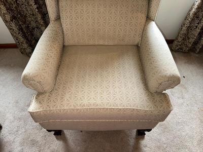 UPHOLSTERED LOUNGE CHAIR WITH MATCHING OTTOMAN