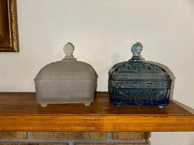 2 TIARA GLASS CANDY DISHES