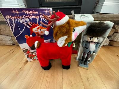 Vintage Musical Reindeer & Old World Nutcracker